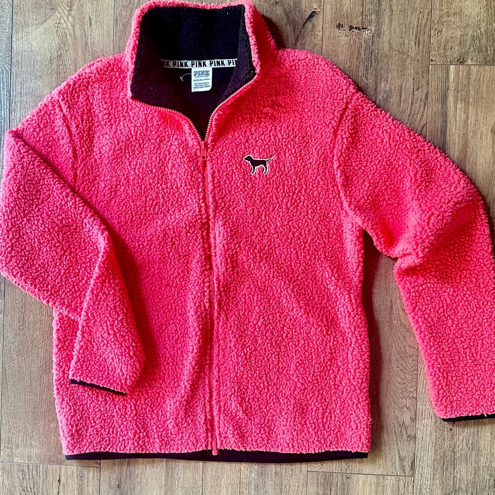 PINK Victoria's Secret Fleece Sherpa Jacket in Vibrant Pink